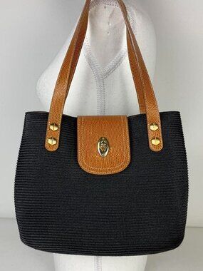 Eric Javits black straw handbag